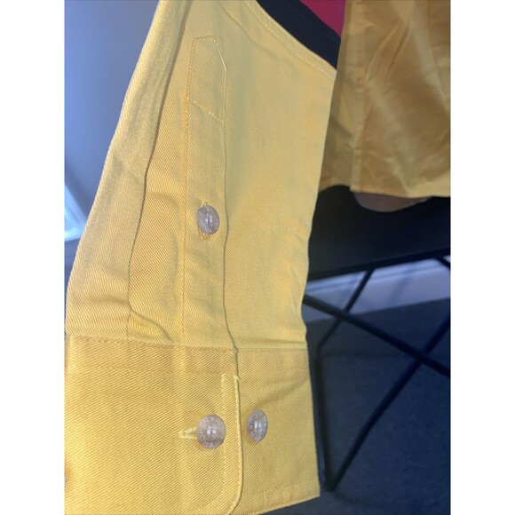 Roper Western Shirt Cowboy Large Yellow Red Vintage 90s Embroidered Striped - Picture 9 of 16